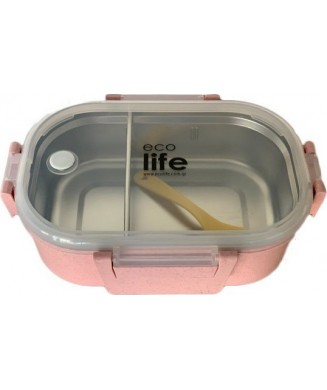 ECOLIFE ΦΑΓΗΤΟΔΟΧΕΙΟ ΜΕ ΧΩΡΙΣΜΑ 900ml LIGHT PINK