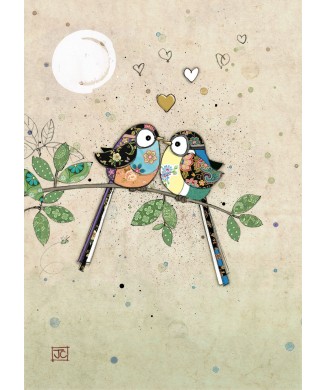 BUG ART CARD PAPER FOIL BIRD KISS D187