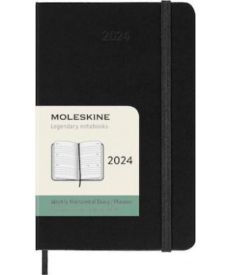 MOLESKINE ΗΜΕΡΟΛΟΓΙΟ 2024 POCKET HARD WEEKLY HORIZONTAL BLACK