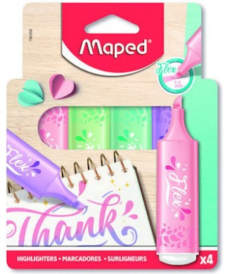 MAPED ΜΑΡΚΑΔΟΡΟΙ ΥΠΟΓΡΑΜΜΙΣΗΣ FLEX PASTEL ΣΕΤ 4 ΤΕΜ. 740308