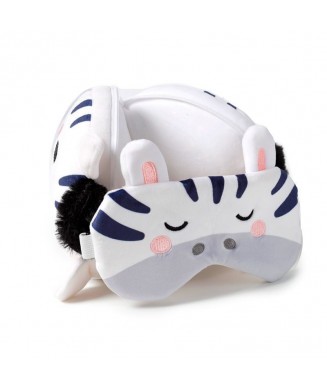 RELAXEAZZZ TRAVEL PILOW   EYE MASK ZEBRA CUSH312