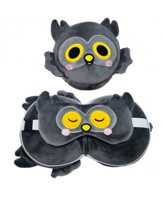 RELAXEAZZZ TRAVEL PILOW   EYE MASK OWL CUSH317