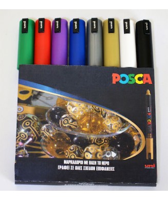 POSCA ΜΑΡΚΑΔΟΡΟΙ ΣΧΕΔΙΟΥ 1.8 - 2.5mm 8 ΤΕΜ. PC-5M 8P XMAS